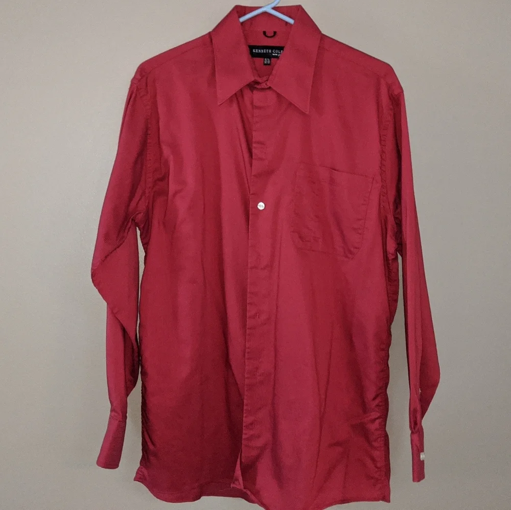 Red Kenneth Cole New York button up dress shirt - Picture 1 of 6